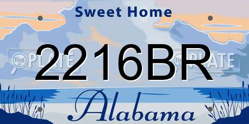 2216BR Alabama License Plate