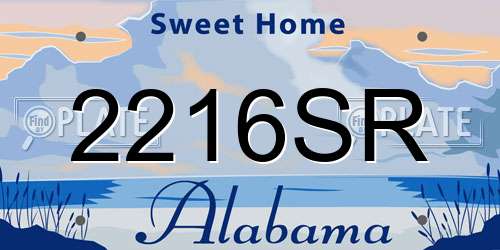2216SR Alabama License Plate