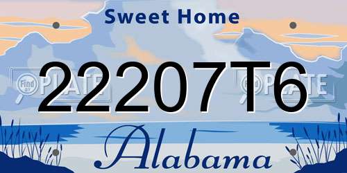 22207T6 Alabama License Plate
