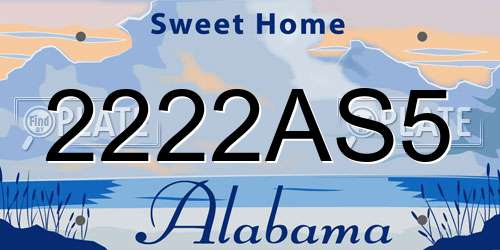 2222AS5 Alabama License Plate