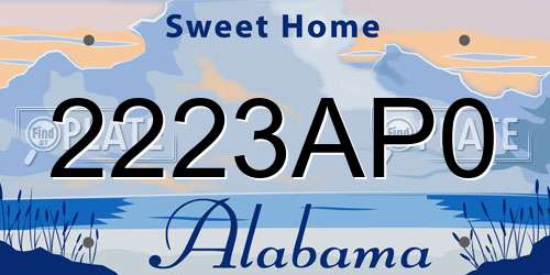 2223AP0 Alabama License Plate