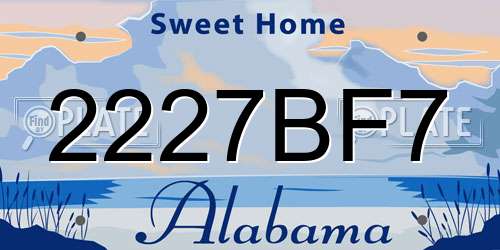2227BF7 Alabama License Plate
