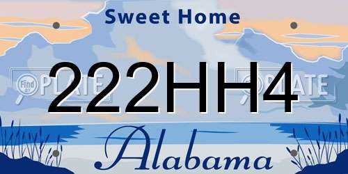 222HH4 Alabama License Plate
