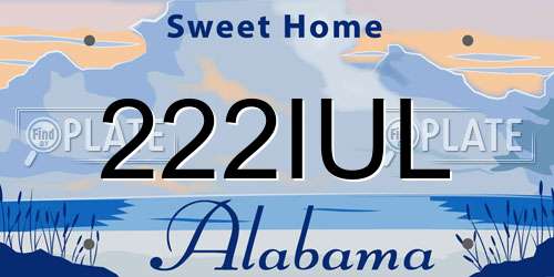 222IUL Alabama License Plate