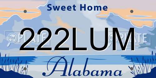 222LUM Alabama License Plate