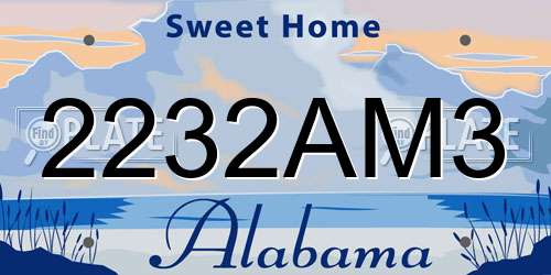 2232AM3 Alabama License Plate