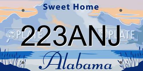 223ANJ Alabama License Plate