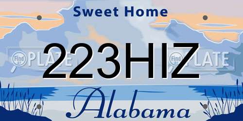 223HIZ Alabama License Plate