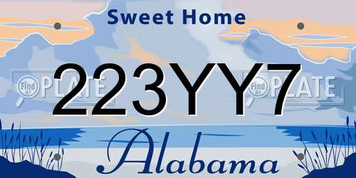 223YY7 Alabama License Plate