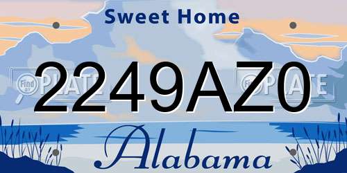 2249AZ0 Alabama License Plate
