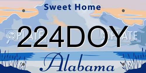 224DOY Alabama License Plate
