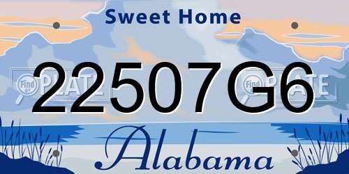 22507G6 Alabama License Plate