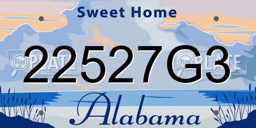 22527G3 Alabama License Plate