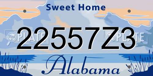 22557Z3 Alabama License Plate