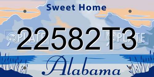 22582T3 Alabama License Plate