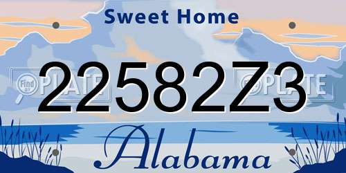 22582Z3 Alabama License Plate