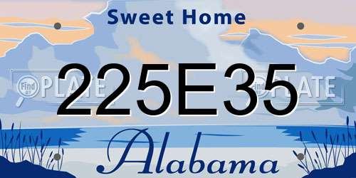 225E35 Alabama License Plate