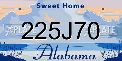 225J70 Alabama License Plate