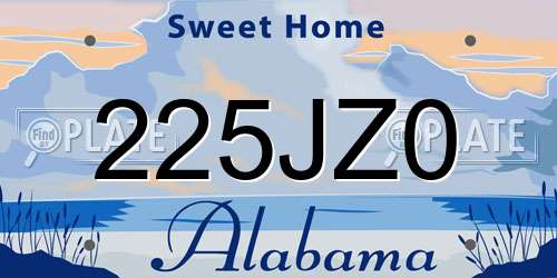 225JZ0 Alabama License Plate