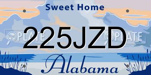 225JZD Alabama License Plate