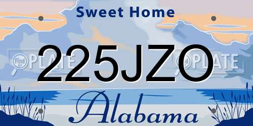 225JZO Alabama License Plate
