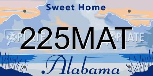 225MAT Alabama License Plate