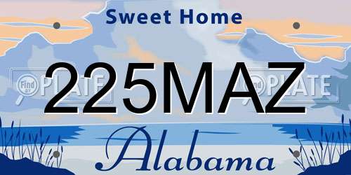 225MAZ Alabama License Plate