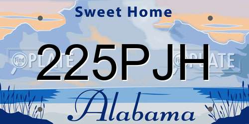 225PJH Alabama License Plate