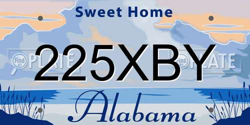 225XBY Alabama License Plate