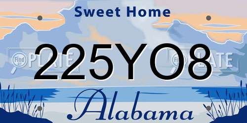 225YO8 Alabama License Plate