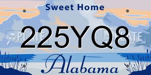 225YQ8 Alabama License Plate