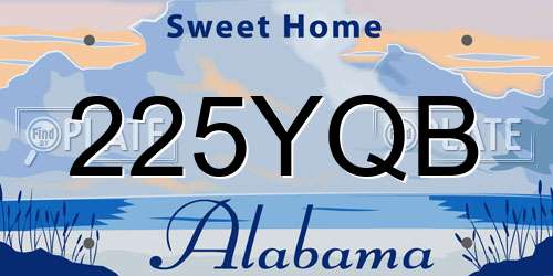 225YQB Alabama License Plate