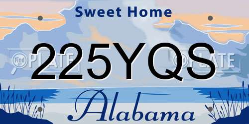 225YQS Alabama License Plate