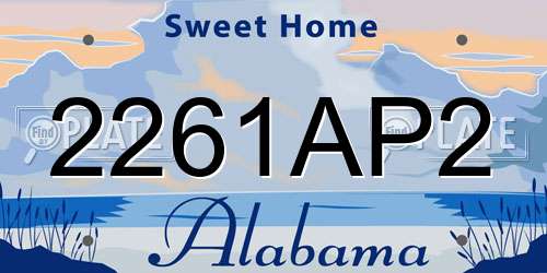 2261AP2 Alabama License Plate