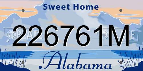 226761M Alabama License Plate