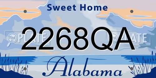 2268QA Alabama License Plate