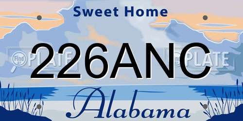 226ANC Alabama License Plate