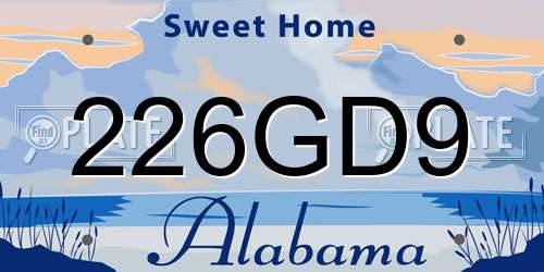 226GD9 Alabama License Plate