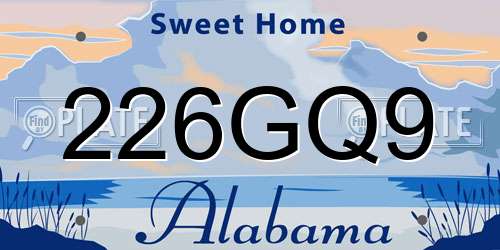 226GQ9 Alabama License Plate