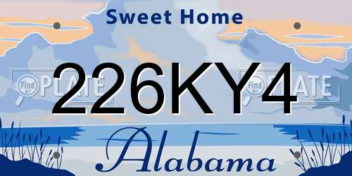 226KY4 Alabama License Plate