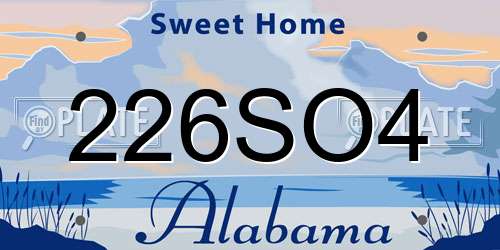226SO4 Alabama License Plate