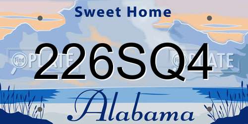 226SQ4 Alabama License Plate