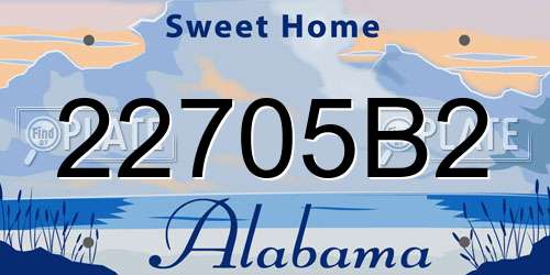 22705B2 Alabama License Plate