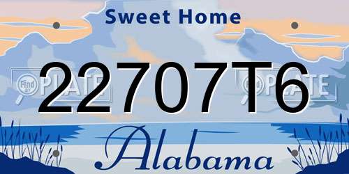 22707T6 Alabama License Plate