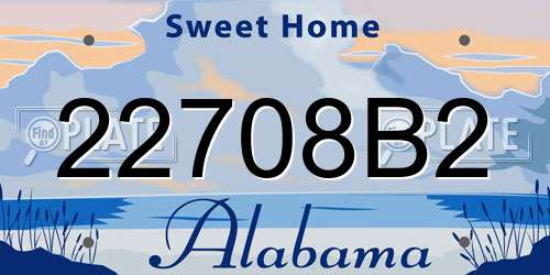 22708B2 Alabama License Plate
