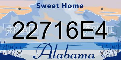 22716E4 Alabama License Plate