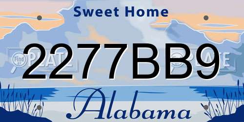 2277BB9 Alabama License Plate