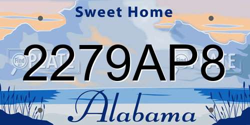 2279AP8 Alabama License Plate