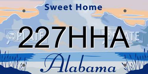 227HHA Alabama License Plate