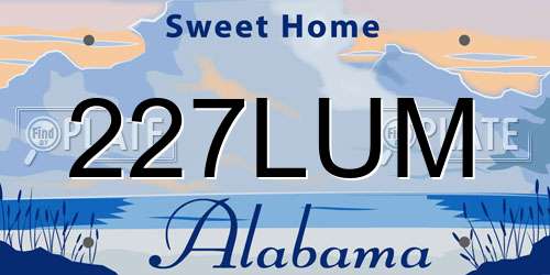 227LUM Alabama License Plate